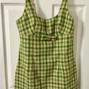 Urban Outfitters Green and Cream Checkered Mini Dress